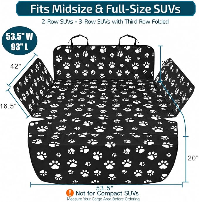 Veckle SUV Cargo Liner for Dogs - Trunk Cover with Bumper Flap Protector | Waterproof Pet Cargo Cover with Side Flaps, Dog Car Seat Cover with Non-Slip Trunk Mat, Prevents Scratches Pet Hair Mud Dirt - Image 2
