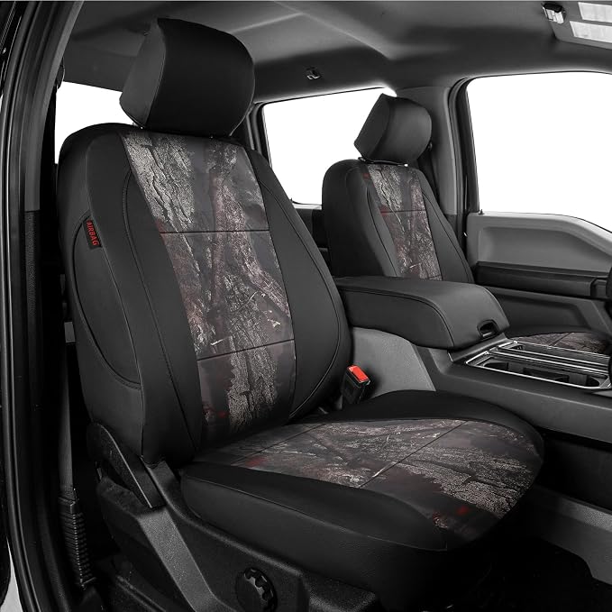 EKR F150 Seat Covers Custom Fit for (SuperCab/Extended Cab) 2015 2016 2017 2018 2019 2020 Ford F-150 Raptor,(2 Door,2nd Row/NO Armrest) Full Set-Faux Leather(Black/Woodland Camo) by EKR