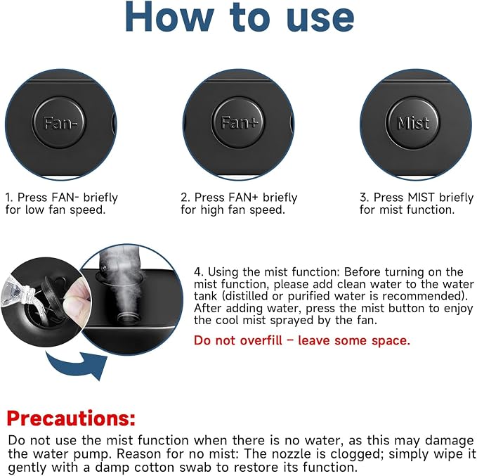 Car Fan, Portable USB Powered Dual Head Cooling Fan for Car, 360° Rotatable & 2 Speeds Adjustable & Mist Function, Powerful Air Circulation for Vehicle Truck SUV Jeep RV Boat, 12V - Image 2