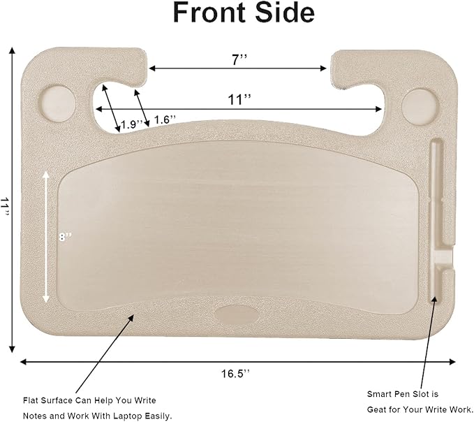 Steering Wheel Tray,Car Table Food Trays for Eating,Laptop Mount,Cars Desk for Driver,Fit Most Auto Vehicle Steering Wheels (Beige, Medium) - Image 2
