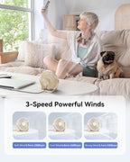 Edvision USB Desk Fan, 5 Inch Small Portable, 3 Speeds Powerful Wind Mini Personal Desktop Fan 360° Rotation Adjustable, Plug In USB Fan Quiet for Table Home Office Travel Car(Beige) - Image 4