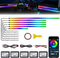 Acrylic Interior Car LED Strip Light with Wireless APP, RGB Dreamcolor 6 in 1 with 175 inches 600 LEDs Fiber Optic Strip Lights for Car, Dynamic Chasing Sound Active Neon Car Ambient Lighting Kits by Unknown