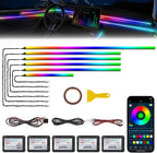 Acrylic Interior Car LED Strip Light with Wireless APP, RGB Dreamcolor 6 in 1 with 175 inches 600 LEDs Fiber Optic Strip Lights for Car, Dynamic Chasing Sound Active Neon Car Ambient Lighting Kits by Unknown