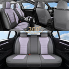 Coverado Car Seat Covers Front, Seat Covers for Cars, Waterproof 2-Pack Car Seat Cushions, Leather Carseat Seat Protectors, Universal Seat Covers Fit for Most Sedans SUV Pick-up Trucks(Gray&Purple) - Image 7