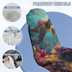 Sea Turtle Print Car Seat Towel Covers Front Seats Hibiscus Plumeria Print Seat Shield for SUV Truck Sedan Quick-Dry Athletic Towels for Car Seats with Storage Bag - Image 6
