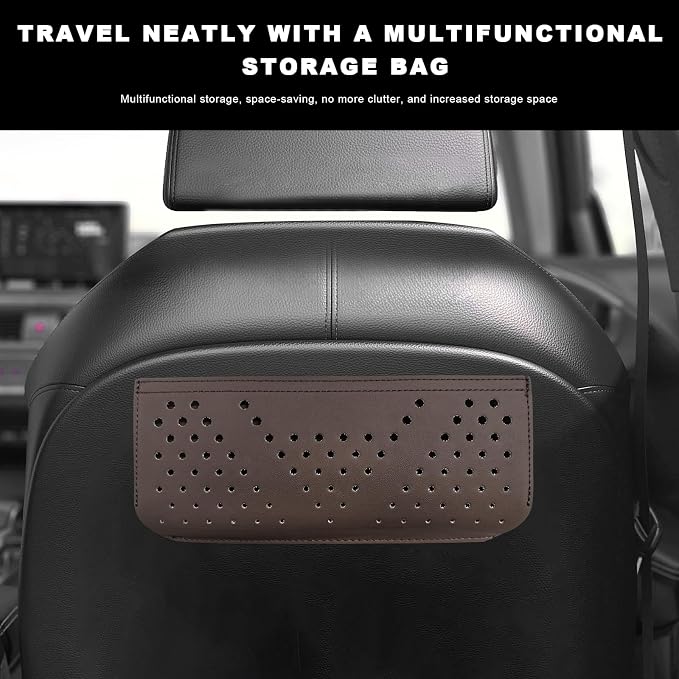 Car Seat Side Pocket Organizer, Auto Center Console Storage Pocket with Adhesive Tape, Multifunctional Leather Tray Pouch Sunglasses Holder for Car Seat Door Window (Brown) - Image 5