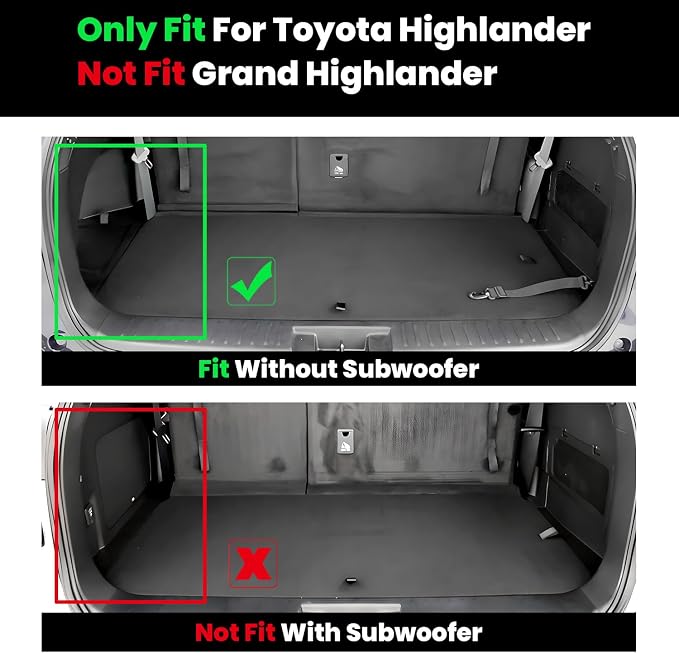 LASFIT Cargo & Backrest Mats for Toyota Highlander 2026-2020 7 & 8 Seats | Fit Without Subwoofer, All Weather TPE Custom Fit Cargo Liner, Full Coverage Cargo Mats - Image 3
