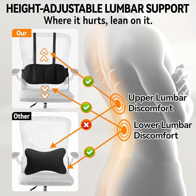 Lumbar Support Pillow for Car,Back Support for Car Seat Cushion,Adjustable Straps Securely Fixed Car Lumbar Support Pillow for Office Chair (Gray for Office Chair) - Image 2
