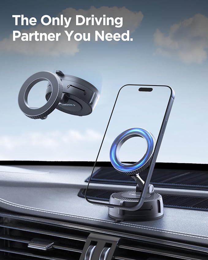 Spigen VacuumLock Magnetic Dashboard Magsafe Car Mount 360° Rotation | 360° Rotation, Strong Magnetic Hold Compatible with iPhones, Galaxy with Magnetic Cases, Pixels with Pixelsnap - Image 2