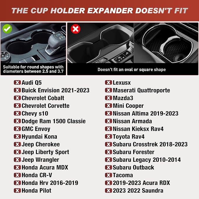 Frokom Cup Holder Expander for Car,Upgraded Car Cup Holder Expander Adapter with Offset Adjustable Base and 8" Tray, Fit Most Large Bottles and Mugs-Yeti Ramblers 14/24/36/46oz, Hydro Flasks 32/40oz - Image 6