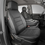 Silverado Seat Covers for 2014-2018 Chevy Silverado/GMC Sierra 1500/HD 2500/3500 DoubleCab Pickup Seat Cover,Fully Covered,Waterproof Truck Leather Seat Protector(Full Set,Black) by Coverdream