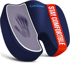 CushZone XXL Memory Foam Seat Cushion for Office & Car, Blue | U-shaped Coccyx Cutout, Contoured Design, Breathable Removable Mesh Cover, Non-Slip Base, Carry Handle by CushZone