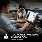 Car Tray Table & Car Laptop Desk, Height-Adjustable 360° Rotating Wood Car Laptop Mount, Steering Wheel Tray, Cup Holder Table,Compatible with Tesla & Most Vehicles Walnut - Image 4