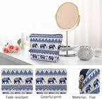 Elephant Cosmetic Bags For Women, Ethnic Geometric Elephant Roomy Makeup Bag Toiletry Bag Accessories Organizer Storage Bags Makeup Pouch For Travel Business Gym Camping Bathroom, Blue - Image 5
