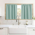 RYB HOME Cafe Blackout Curtains 24 inch Length for RV Camper Kitchen Window | Temperature Regulating, Light UV Blocking, Privacy Protection, Short Small Half Window Tiers, W42 x L24, Aqua, 2 Panels by RYBHOME