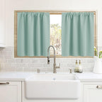 RYB HOME Cafe Blackout Curtains 24 inch Length for RV Camper Kitchen Window | Temperature Regulating, Light UV Blocking, Privacy Protection, Short Small Half Window Tiers, W42 x L24, Aqua, 2 Panels by RYBHOME