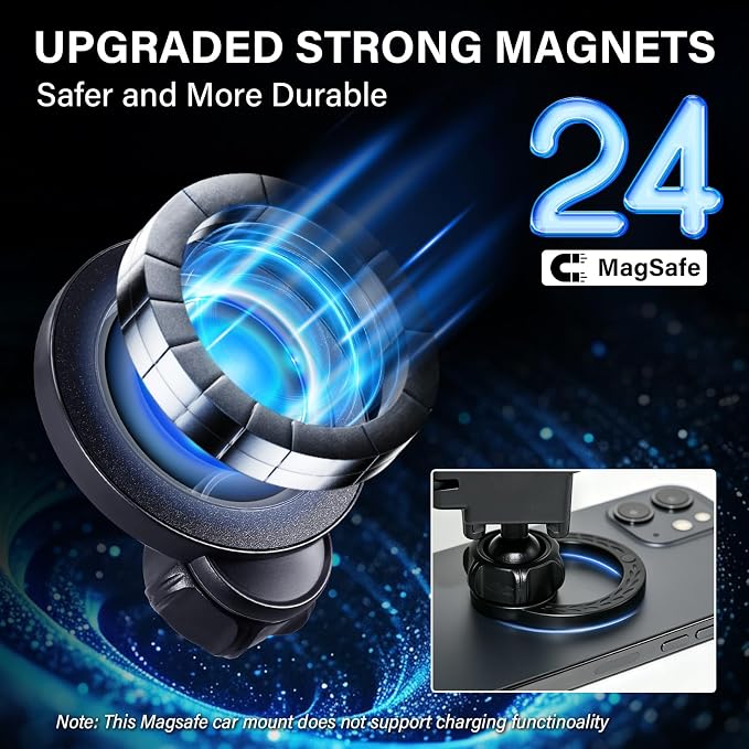 Car Phone Holder for 2021-2026 Ford Mustang Mach-E Accessories 15.5 Screen | Strong Magnetic Cell Phone Mount for Magsafe iPhone & Sunglasses Box, 360° Hands-Free No Air Vent Blockage Stable Stand - Image 6