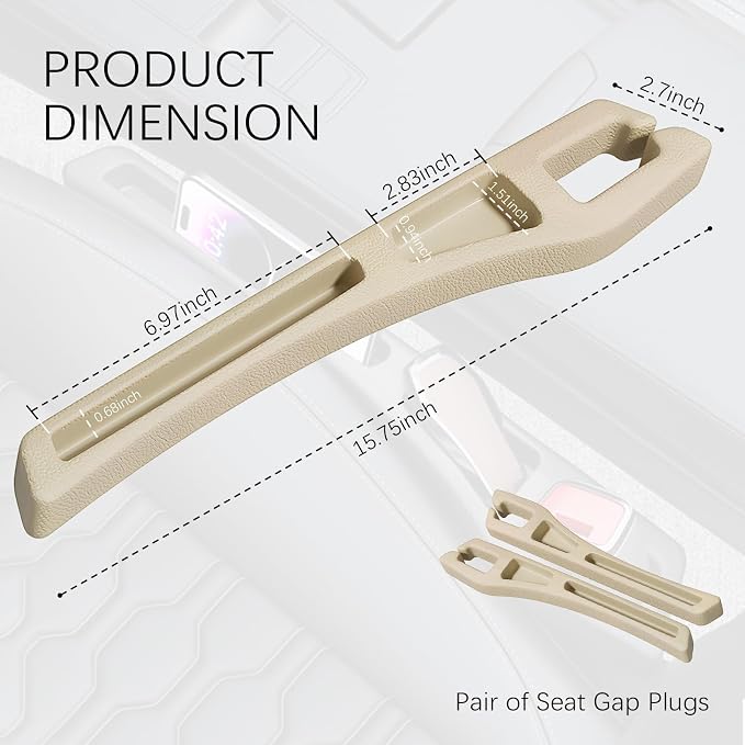 2PCS Car Seat Gap Filler Organizer,2 in 1 Car Gap Filler (Beige) | Multifunctional Design,Fill and Storage Function for Storing Phones Keys Cards,No Drop Seat Guard for Cars Suvs Trucks - Image 2