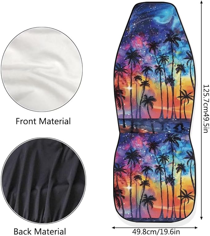Sunset Palm Tree Car Seat Covers Front Seats Set of 2, Universal Protective Car Seat Cover Breathable&Washable Automotive Vehicle Cushion Cover, Fit for Cars, Trucks, and SUV - Image 3