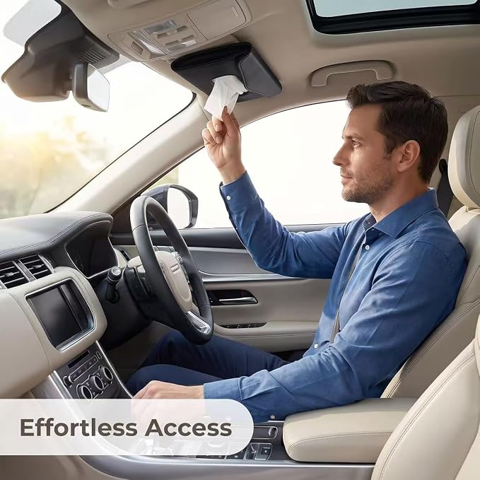 Car Tissue Holder for Visor, Won’t Block Vanity Mirror | Sits Flush on Most Visors,No Clips, No Visor Marks,Smooth One-Hand Tissue Access,Choose Your Own Tissuesps - Image 2