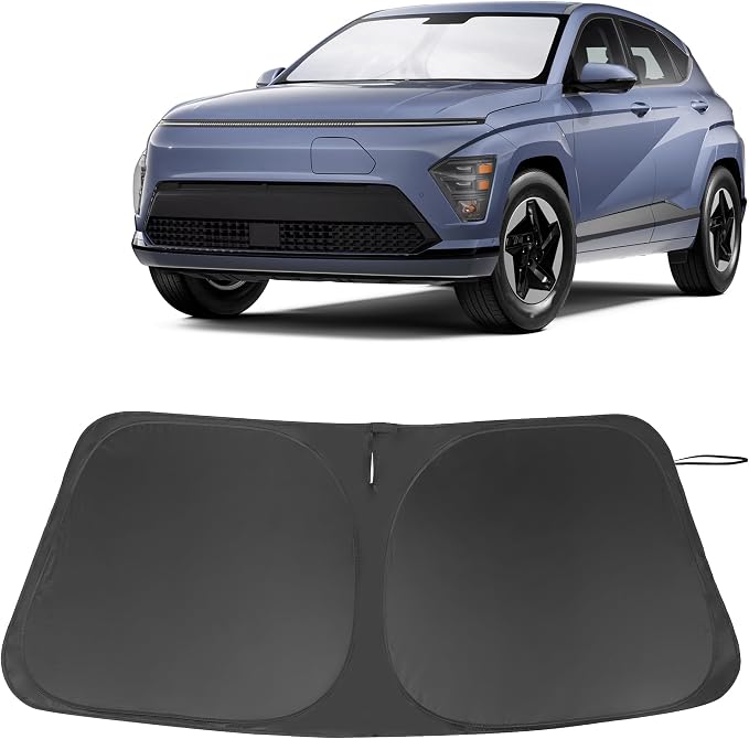 Front Windshield Sun Shade Foldable Window Sun Shade Visor Custom Fit for 2024-2026 Hyumdai Kona Block UV Rays Car Accessories Heat Sun Shield Keep Car Cooler by FannycCargoCover