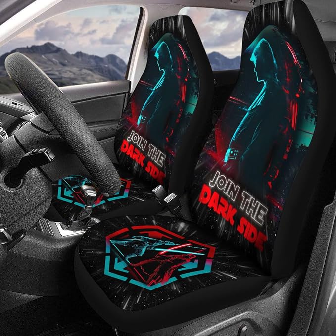 GENANY Dark Galaxy Figure Car Seat Covers, 2-Piece Front Seat Set | 2-piece polyester front seat cover set, each 49.5 x 19.6 inches, with adjustable straps and hooks - Image 3
