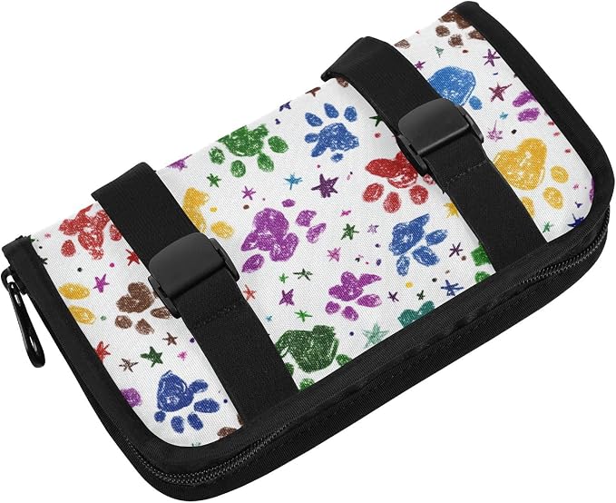 Car Tissue Holder Car Napkin Holder Car Tissue Box Dispenser Storage Case Sun Visor Mask Holder with Adjustable Straps Reusable Refillable Paw Prints and Stars - Image 2