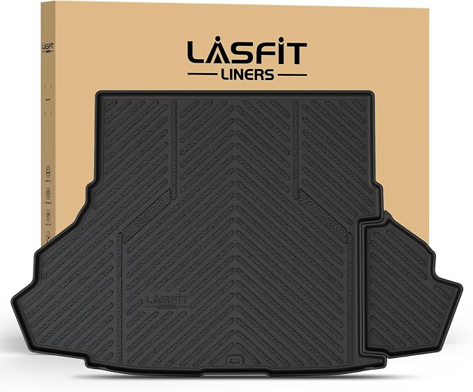 LASFIT Cargo Mat for Ford Mustang 2015-2023 with or Without Subwoofer | Trunk Liner Custom Fit All Weather Protector TPE One-Piece Design Easy Installation Easy Clean Trunk Mat, 1pc Black by LASFIT