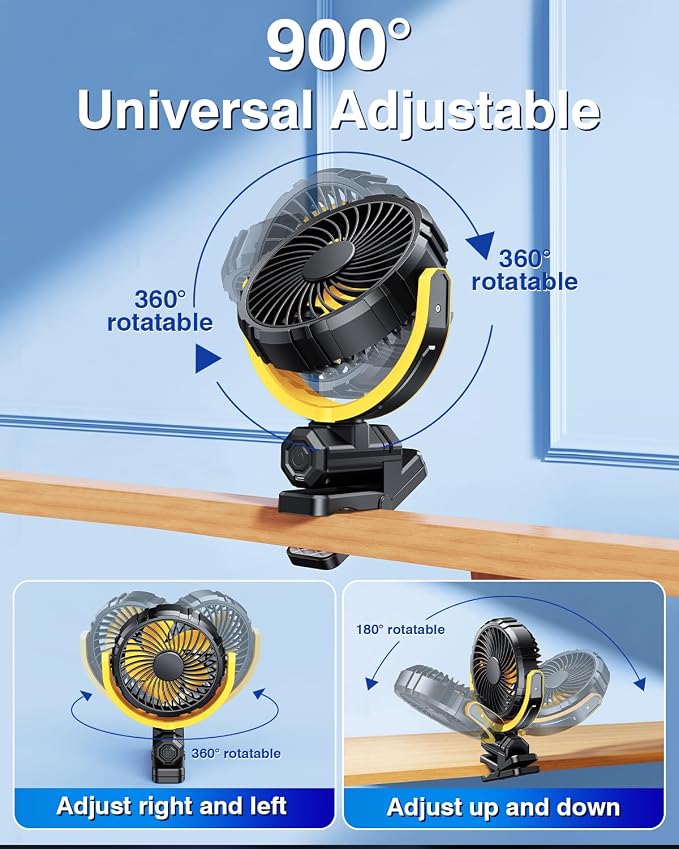 Car Clip on Fan for Sun Visor Handle, 2000Mah Rechargeable Battery Powered Usb Fans That Blow Cold Air, Portable Car Cooling Fan for Cars without Ac, for Vehicle, Van, Suv, Rv, Truck, Yellow - Image 6