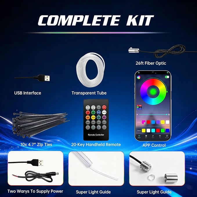 Interior Car LED Strip Lights, RGB 6 in 1 Car Ambient Lighting Kit | 16 Million Colors, Music & Mic Mode, Remote Control, Easy Installation, Plug and Play, LED Lights for Car Accessories - Image 10