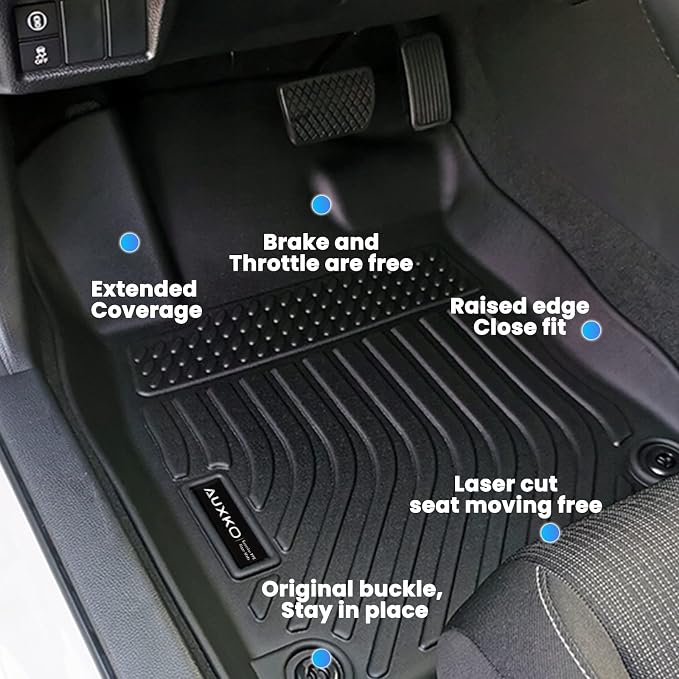 AUXKO All Weather Floor Mats for Honda Civic 2026-2022 Acura Integra 23-26 | Sedan,Hatchback,Si,Sport,2nd Row w/ & w/o USB Port,Not Hybrid,Odorless,Rain&Salt Resistant,Accessories,Pet Friendly - Image 5