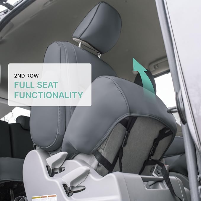 FH Group Custom Fit Car Seat Covers Specifically Made for 2011-2020 Toyota Sienna 8 Passenger, Car Seat Cover 2nd Row, Automotive Seat Covers in Solid Gray Faux Leather, Waterproof and Washable - Image 4