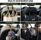 2 Pack Car Headrest Hooks, Heavy Duty Metal Purse Holders, Black | Adjustable Seat-back Organizers for Handbags, Grocery Bags and Accessories, Universal Fit for Front and Rear Seats - Image 7