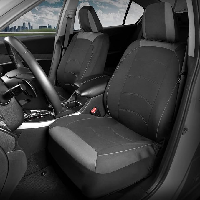 Motor Trend Black Cloth Car Seat Covers for Front Seats – Premium Automotive Bucket Seat Covers, Made for Vehicles with Removable Headrests, Interior Covers for Car Truck Van SUV Seat Protector - Image 3