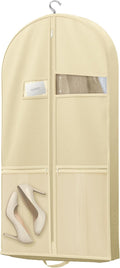 Lazebox 43" Travel Garment Bag with Accessories Zipper Pocket, Heavy Duty Suit Bag for Suits, Tuxedos, Dresses, Coats, Beige, 1 pack by Lazebox