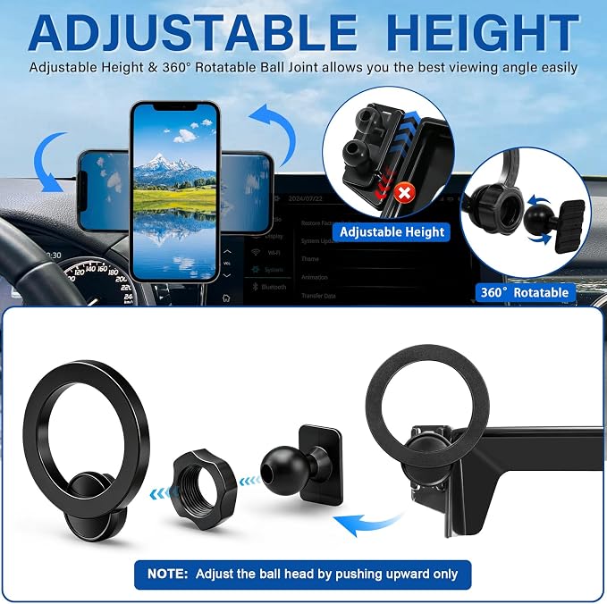 Car Phone Holder for Honda Civic 11th Gen 2022-2025 2026 7/9-Inch Screen | Strong Magnetic Cell Phone Mount for Magsafe iPhone & Sunglasses Box, 360° Hands-Free No Air Vent Blockage Stable Stand - Image 5