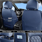 Coverado Car Seat Covers, Front Seat Cover, 2 Pack Luxury Faux Leather Seat Covers for Cars, Waterproof Car Seat Protector, Blue Car Seat Cover, Universal Car Seat Protectors Fit for Most Cars - Image 2