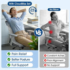 CloudBliss Lumbar Support Pillow & Seat Cushion Set for Office Chair,Desk Chair,Wheelchair & Car–Memory Foam Back Support, Ergonomic Chair Cushions, Sciatica Pain Relief,Home Essentials(Light Grey,XL) - Image 8