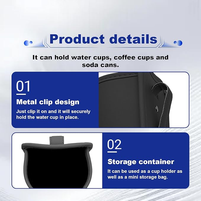 2PCS Large Car Door Cup Holder, Hanging Automotive Back Seat Bottle Holders, Waterproof Scratch-Resistant Car Window Cup Holder, Clip-On Auto Organizer Accessories for Beverage Holder(Black) - Image 3