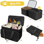 6 Set Dog Travel Bag, Large Pet Travel Kit for Supplies, Black | Includes 2 Food Containers, 1 Pet Organizer for Dogs, 2 Collapsible Bowls, 1 Treat Pouch, Dog Weekend Overnight Bag Luggage - Image 9