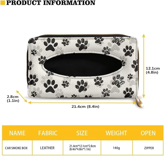 Biyejit Car Tissue Holder, Dog Paw Print Car Visor Tissue Holder for Car PU Leather Tissue Box Holder for Car Sun Visor & Seat Back - Image 6