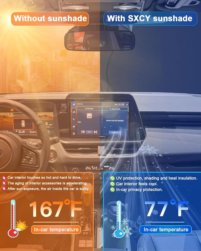 SXCY for 2026 Outback Windshield Sunshade 2026 Outback Accessories | Sunshade Foldable Sun Shield Sunshade Sun Protector Front Windows Block UV Rays - Image 5