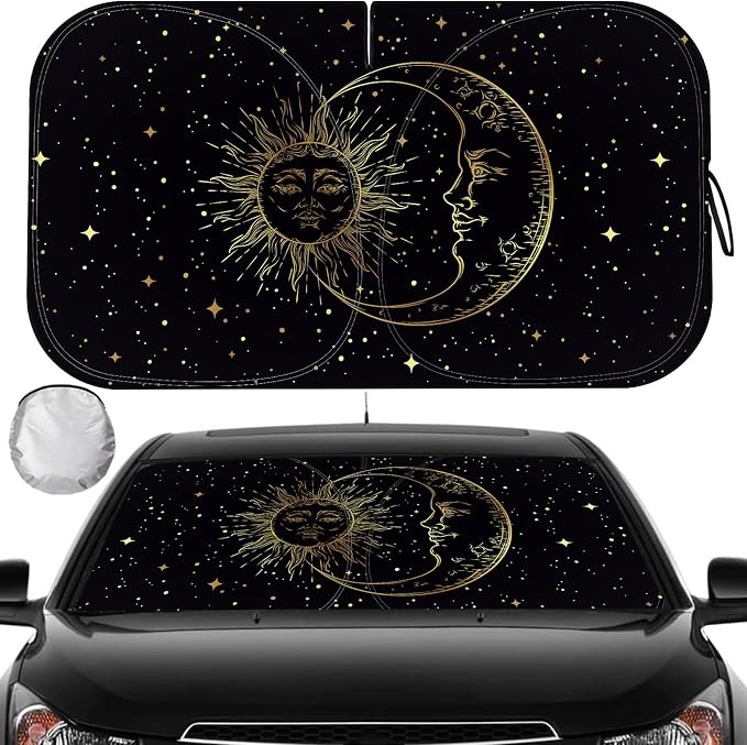 Car Windshield Sun Shade UV Reflector Foldable Front Window SUV | Blocks 98% UV Rays,Keep Interior Cool,Universal Fits Hatchback,Truck,MPV,Storage bag,57"L x 31.5"W,Car Summer Accessories by Pleneal