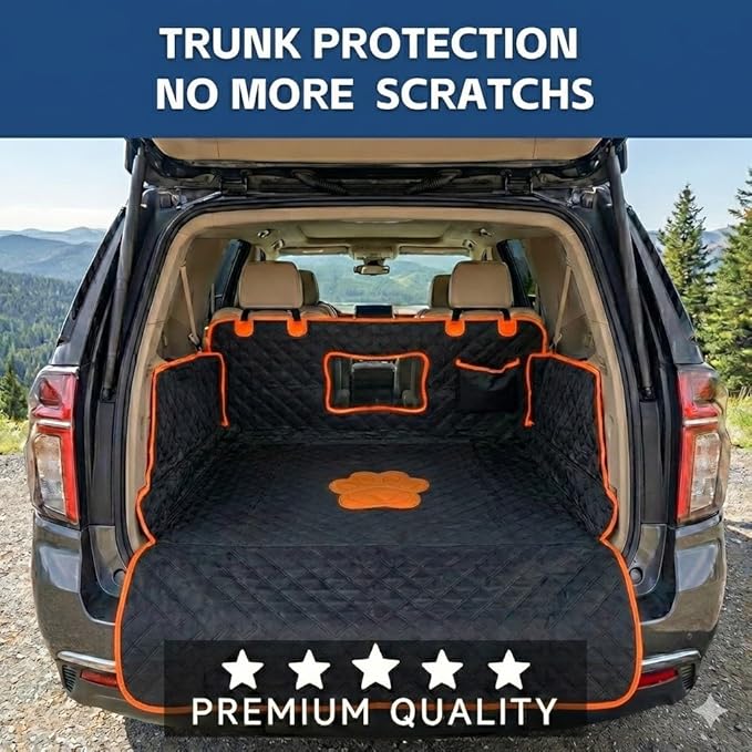 SUV Cargo Liner for Dogs,Waterproof Dog Trunk Cover for Full-Size SUVs | Waterproof PU Leather | Fits Full-Size SUVs | 19.5" Side Flaps | 19.5" Bumper Flap - Image 2