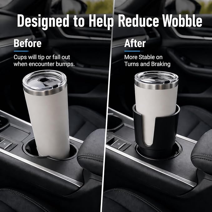 Car Cup Holder Expander for Large Bottles, Fits 32 oz to 40 oz Water Bottles and Handle Mugs, Secure Base for Most Vehicle Cup Holders, Durable ABS, Easy to Install, Durable ABS (Black) - Image 5