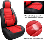 MINGBRON Front Car Seat Covers, Leather Car Seat Covers, Fit for Most Cars SUV and Most Sedan Red - Image 3