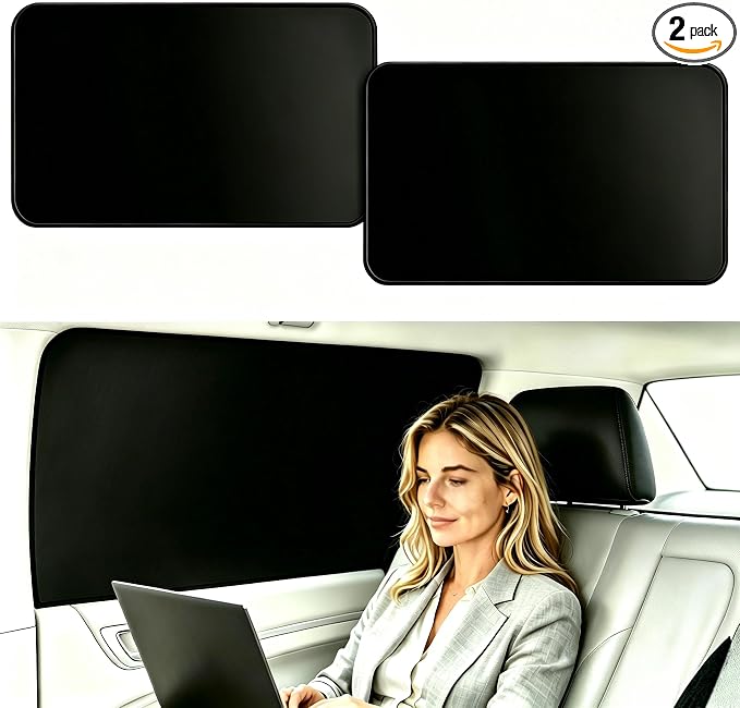 ZATOOTO Car Window Curtains - 2 Pcs Black Silk Side Rear Protection Covers | Magnetic Privacy Sun Shade Keeps Cooler for Baby Kids Sleeping by ZATOOTO