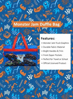 Monster Jam Kids’ Duffle Bag – Truck-Themed Travel Gym Bag with Adjustable Shoulder Strap, Mesh Side Pockets & Zipper Pocket - Image 4