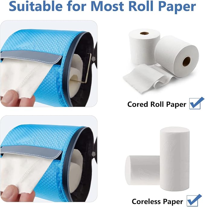 kakaforsa Hanging Toilet Paper Holder, Cat Proof, Water-Resistant, Blue | Portable roll paper case for camping, Bathroom, RV Car Travel, with zippered cover and hanging strap - Image 2