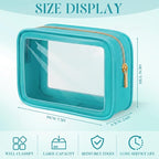 Hsei 6 Pcs Clear Makeup Bags Diaper Bag Organizer Travel Toiletry Bags with Zipper Clear Cosmetic Organizer Car Storage Pouch Bridesmaid Gift for Women Beach Vacation (Turquoise Green) - Image 2